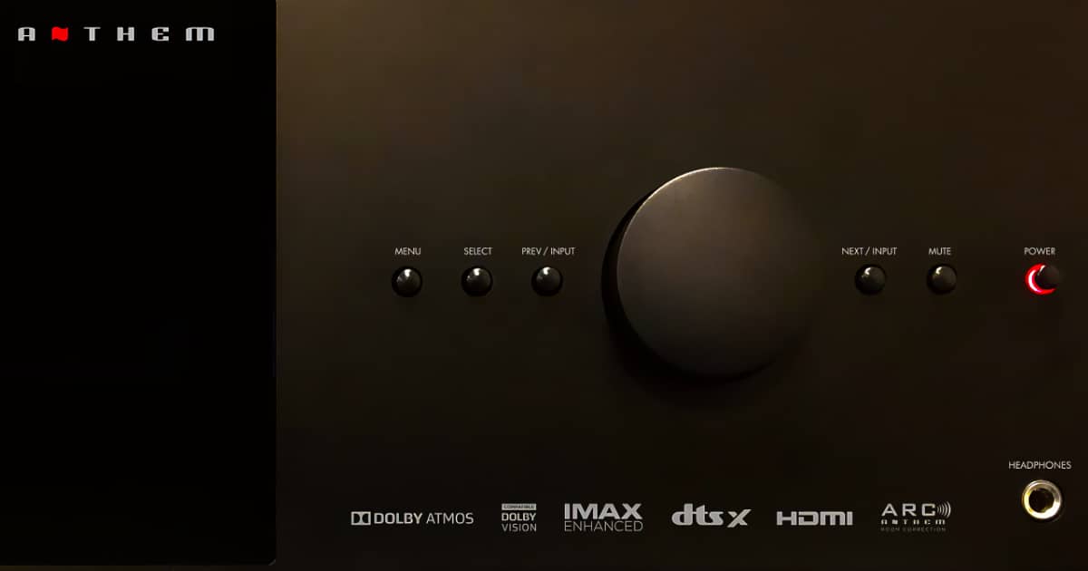 The front of an Anthem AV receiver