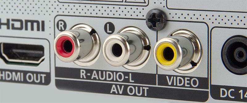 Composite video connection with stereo analog audio outputs