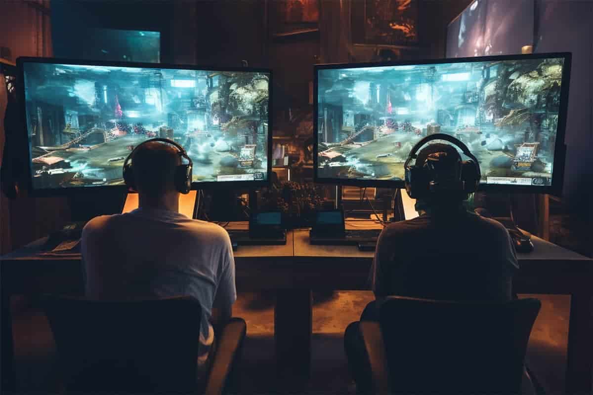 play a gaming session on two screens with a splitter