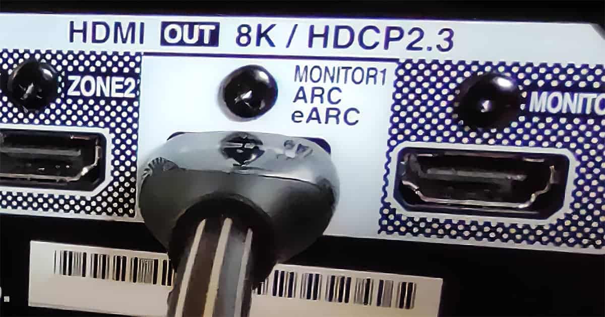 HDMI ARC/eARC connection on the rear of an AV receiver