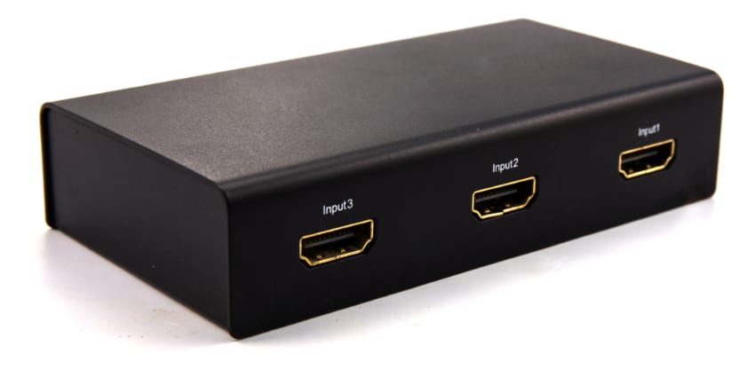 Inputs on a 3x1 HDMI switch box