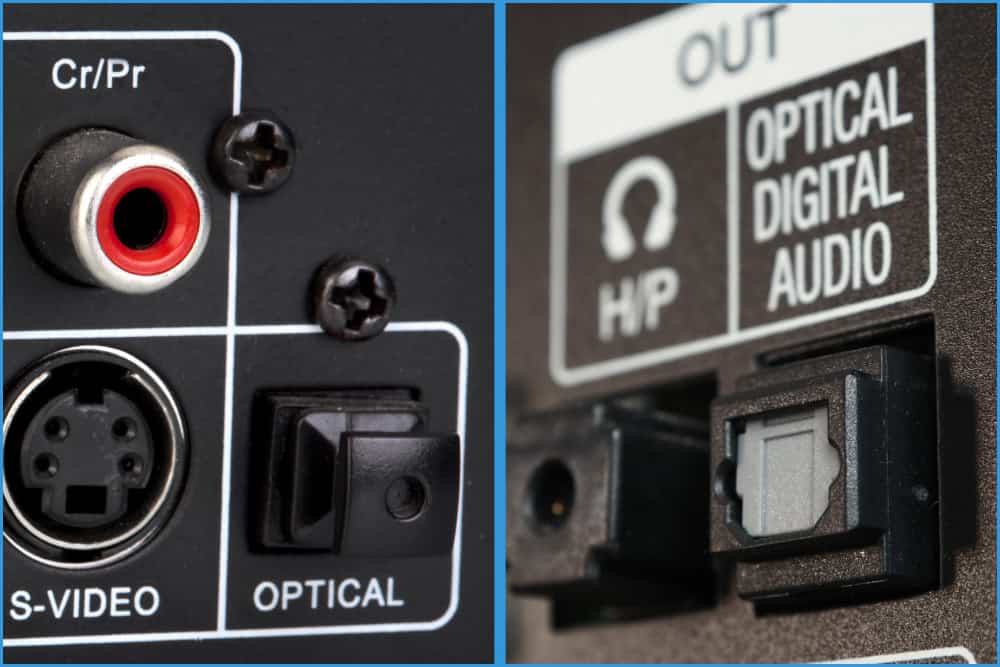 Optical audio output connections on DVD player and TV