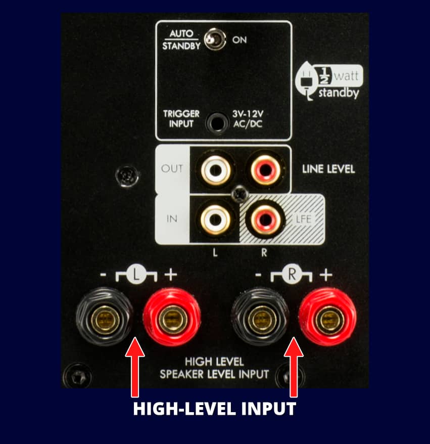 SVS SB-1000 subwoofer rear high-level input connections