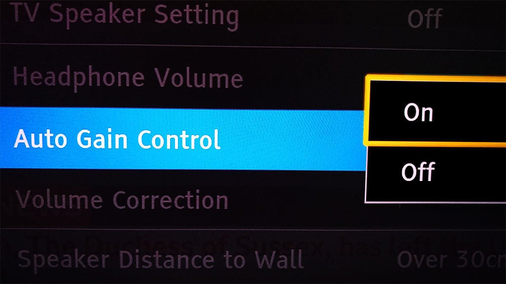 Auto Gain Control Setting in TV Sound Menu