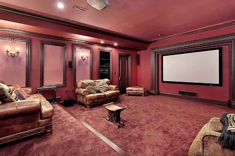 home cinema space with two levels